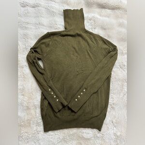 Zara Women’s Turtleneck Sweater in Olive Green with Gold Details